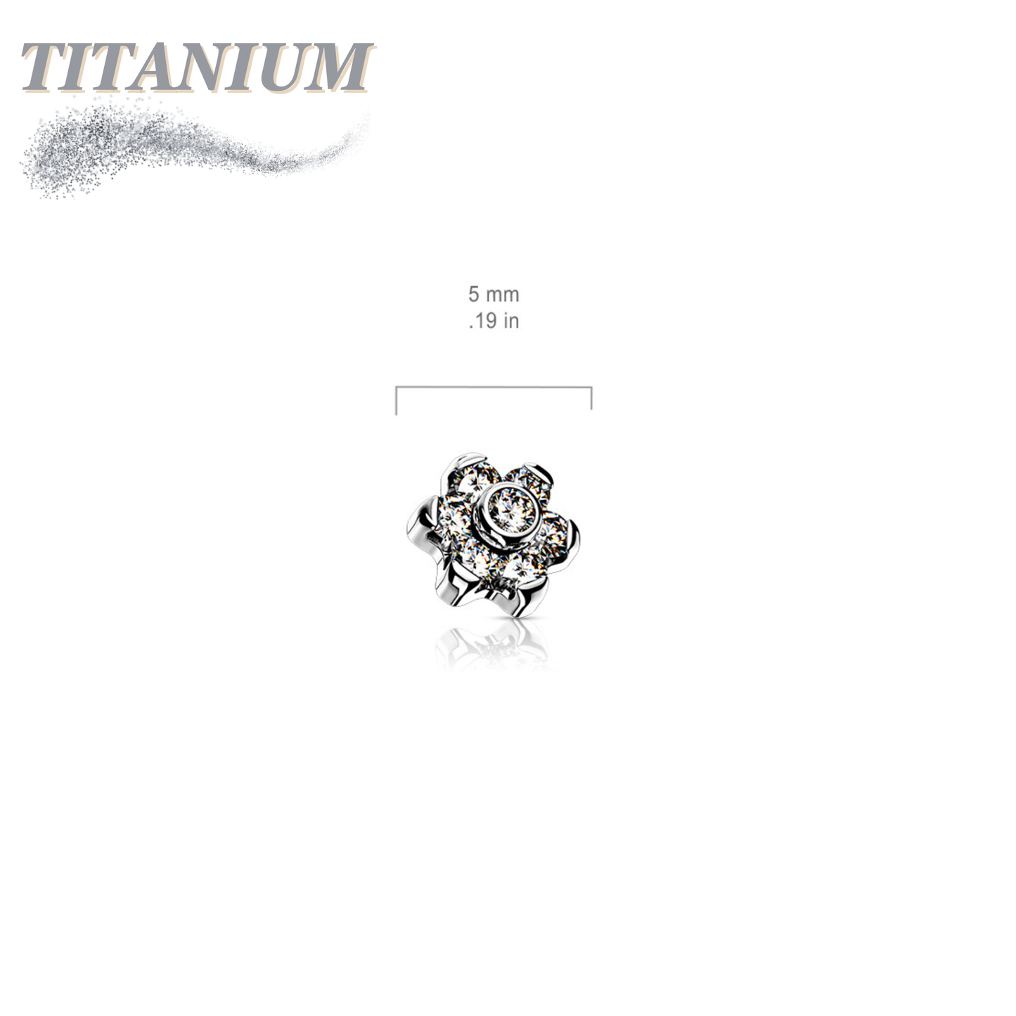 Titanium Internally Threaded CZ Flower (Top Only)