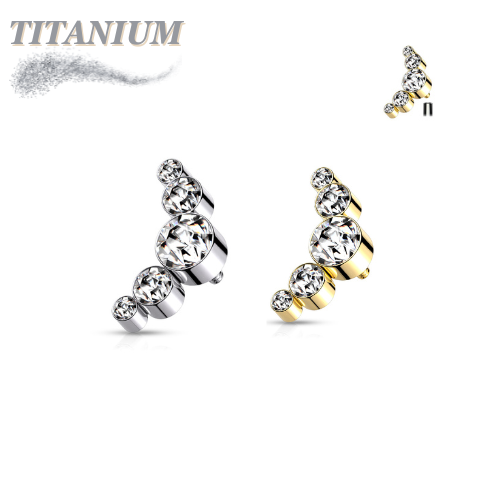 Titanium Internally Threaded 5 Bezel Gem Curve (Top Only)
