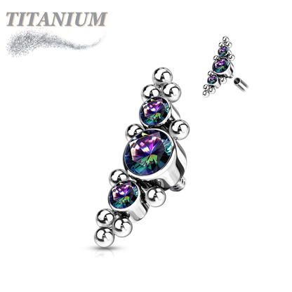 Titanium Internally Threaded 3 Bezel Set CZ Top with Micro Clusters (Top Only)