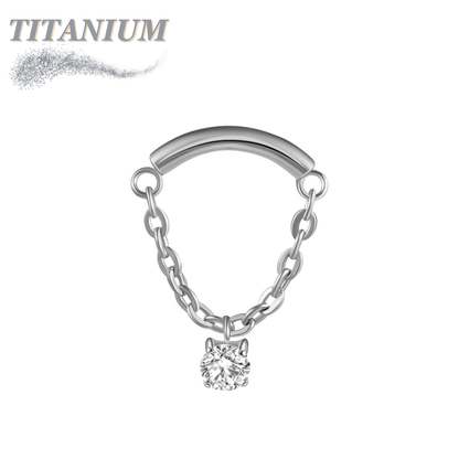 Titanium Internally Threaded Hidden Helix CZ Single Chain Drape (Top Only)