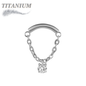 Titanium Internally Threaded Hidden Helix CZ Single Chain Drape (Top Only)