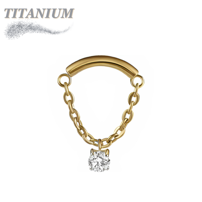 Titanium Internally Threaded Hidden Helix CZ Single Chain Drape (Top Only)