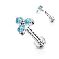 Titanium Internal Thread Opal or CZ Trinity Triangle Labret