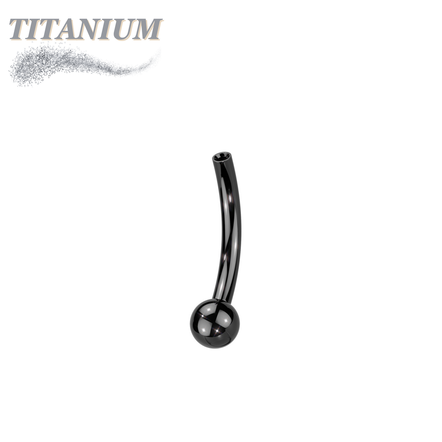 Titanium Threadless Curved Barbell with One Fixed Ball (Post Only)