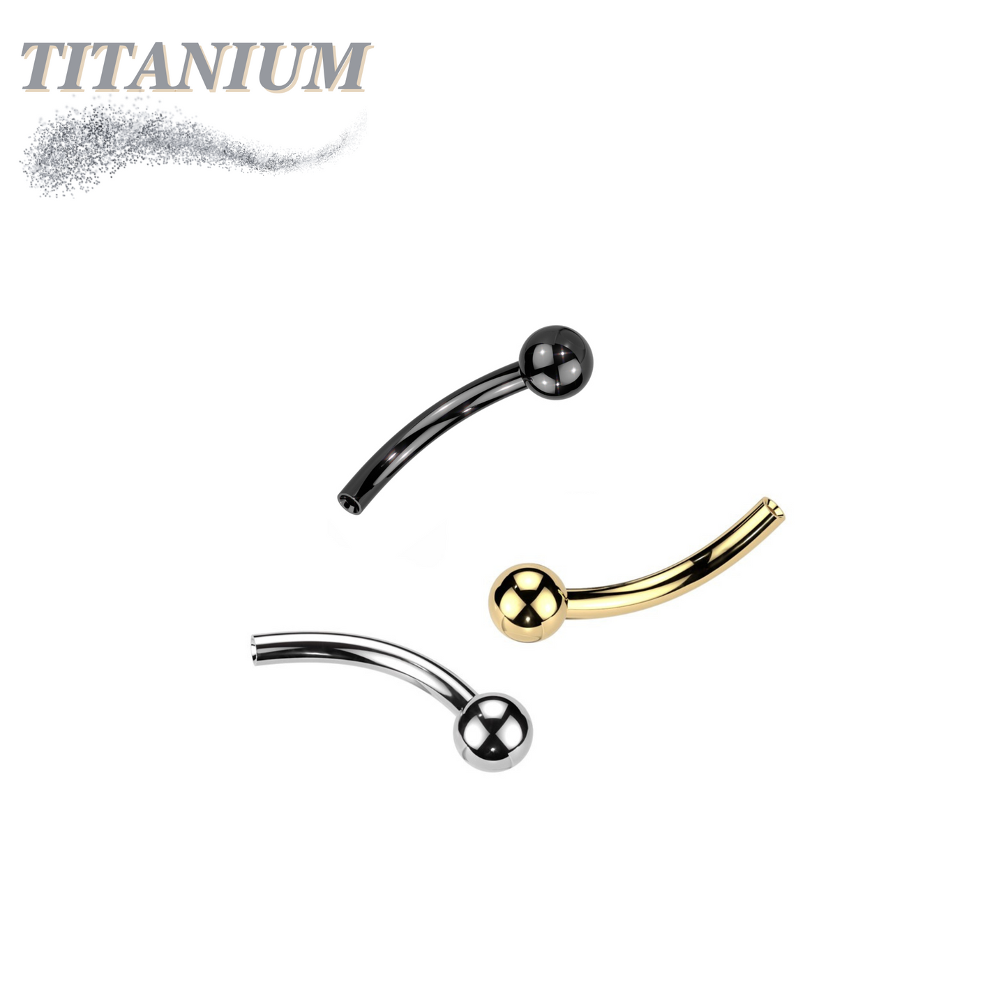 Titanium Threadless Curved Barbell with One Fixed Ball (Post Only)