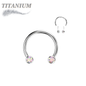 Titanium Threadless Horseshoe w/ Front Facing Bezel Set CZ Balls