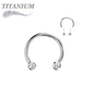 Titanium Threadless Horseshoe w/ Front Facing Bezel Set CZ Balls