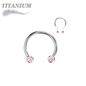 Titanium Threadless Horseshoe w/ Front Facing Bezel Set CZ Balls