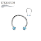Titanium Threadless Horseshoe w/ Front Facing Bezel Set CZ Balls