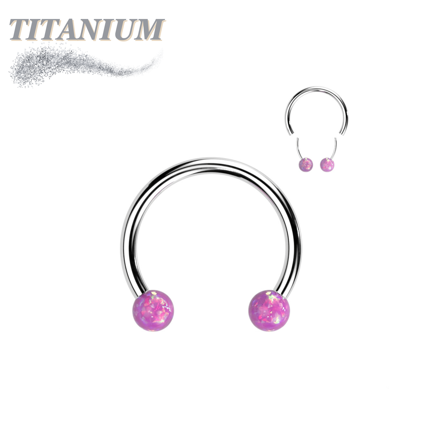 Titanium Threadless Horseshoe with Opal Ball Ends