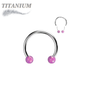 Titanium Threadless Horseshoe with Opal Ball Ends