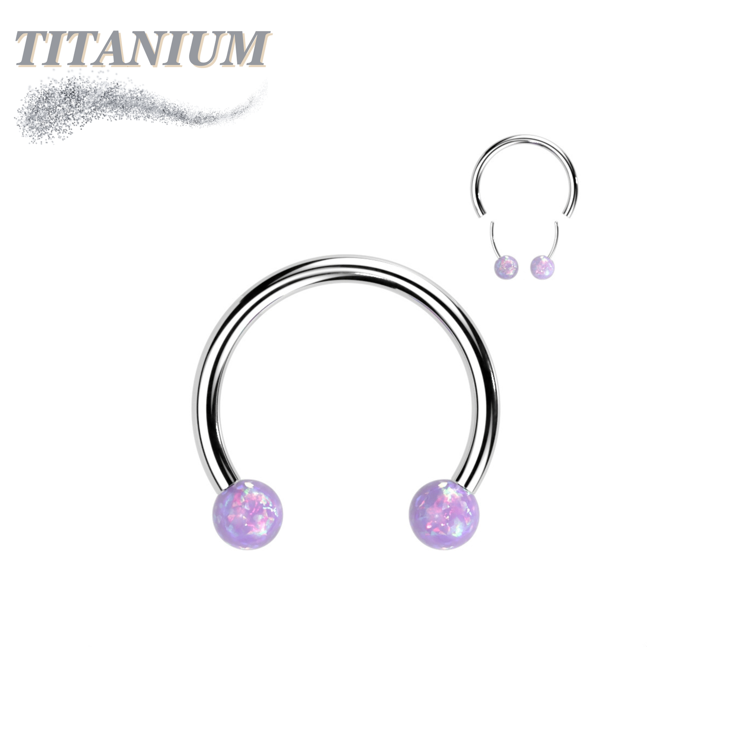 Titanium Threadless Horseshoe with Opal Ball Ends