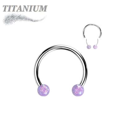 Titanium Threadless Horseshoe with Opal Ball Ends