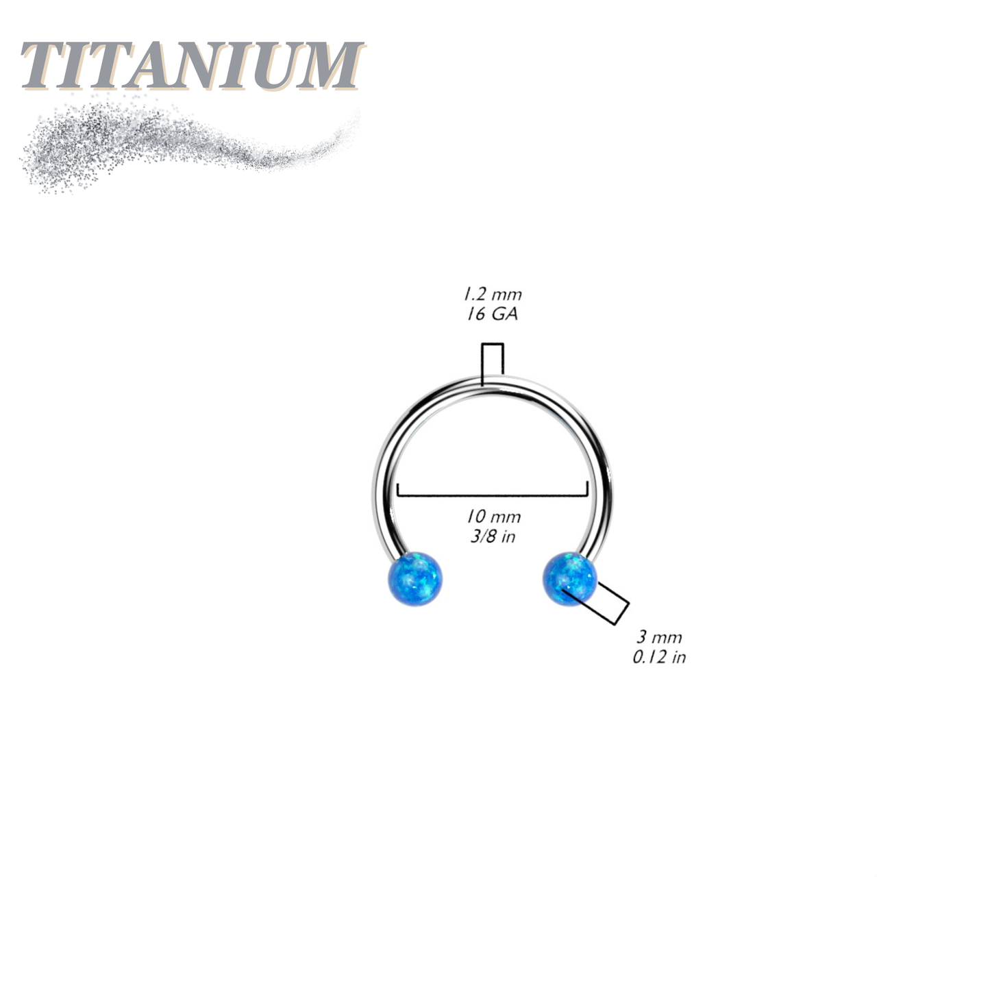 Titanium Threadless Horseshoe with Opal Ball Ends