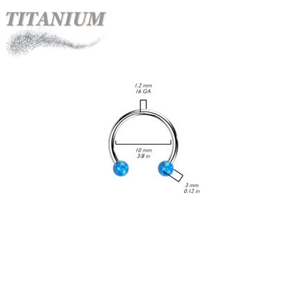 Titanium Threadless Horseshoe with Opal Ball Ends