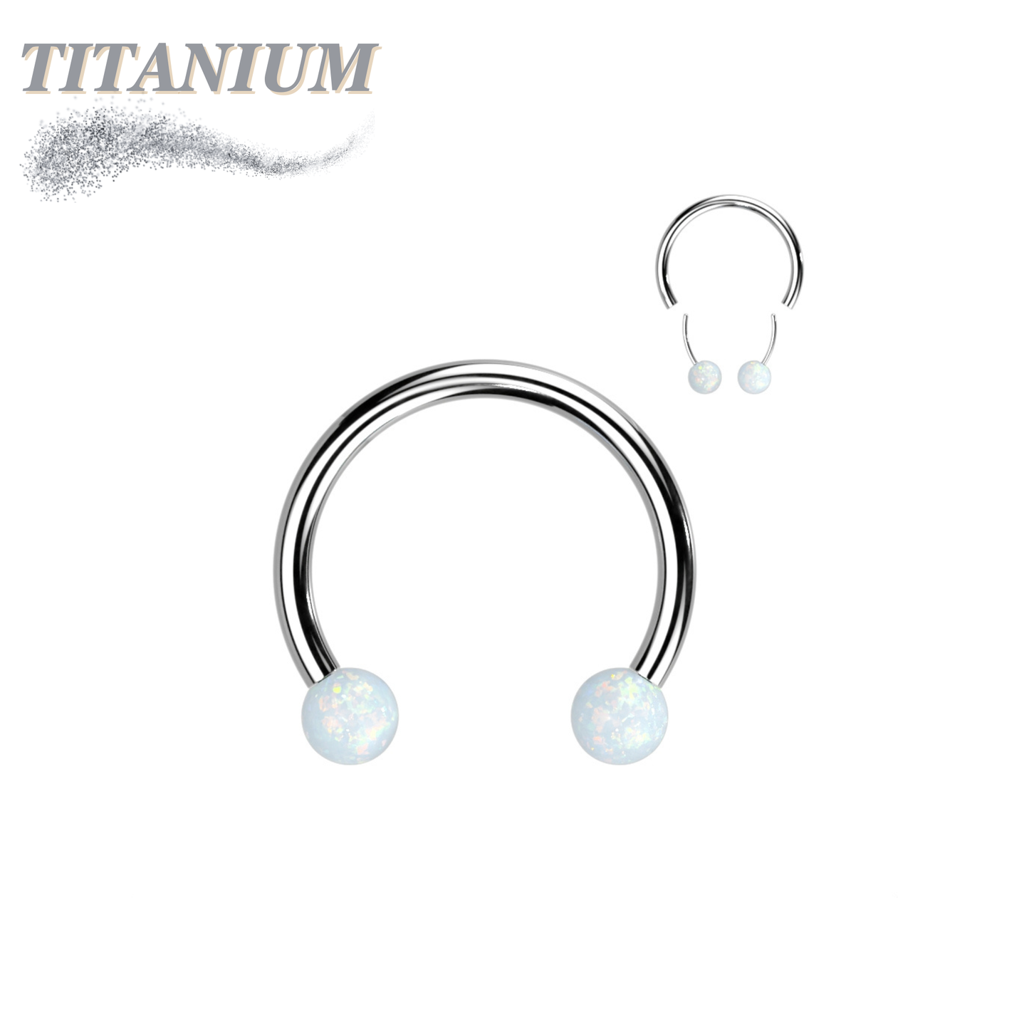 Titanium Threadless Horseshoe with Opal Ball Ends