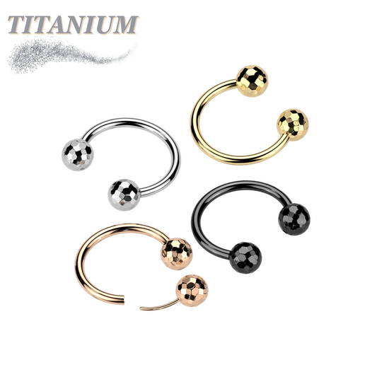 Threadless Titanium Horseshoe with Disco Balls
