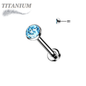 Titanium Threadless Labret with CZ Bezel Set Top (2.5mm Base)
