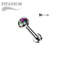 Titanium Threadless Labret with CZ Bezel Set Top (2.5mm Base)