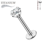 Titanium Threadless Pushpin Prong CZ Labret Combo (4mm Base)