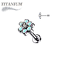 Titanium Threadless Flat Back Labret Combo with CZ Flower Top