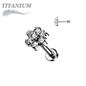 Titanium Threadless Flat Back Labret Combo with CZ Flower Top