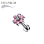 Titanium Threadless Flat Back Labret Combo with CZ Flower Top