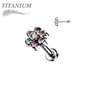 Titanium Threadless Flat Back Labret Combo with CZ Flower Top