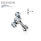 Titanium Threadless Flat Back Labret Combo with 3 CZ Bezel Curve Top