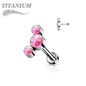 Titanium Threadless Flat Back Labret Combo with 3 Opal Curve Top