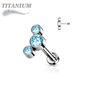 Titanium Threadless Flat Back Labret Combo with 3 CZ Bezel Curve Top