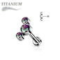 Titanium Threadless Flat Back Labret Combo with 3 CZ Bezel Curve Top