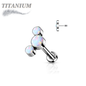 Titanium Threadless Flat Back Labret Combo with 3 Opal Curve Top