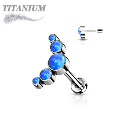 Titanium Threadless 5 Opal Curve Labret Combo