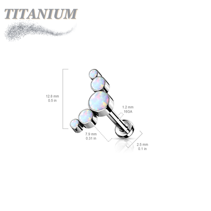 Titanium Threadless 5 Opal Curve Labret Combo