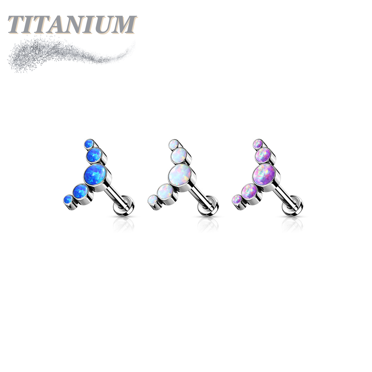 Titanium Threadless 5 Opal Curve Labret Combo