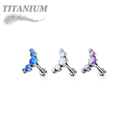 Titanium Threadless 5 Opal Curve Labret Combo
