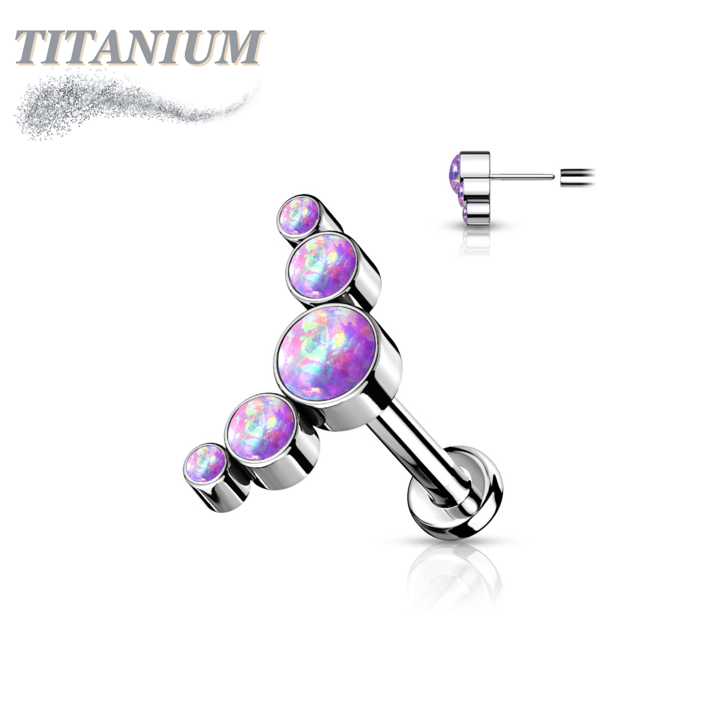 Titanium Threadless 5 Opal Curve Labret Combo