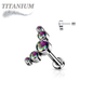 Titanium Threadless 5 CZ Bezel Curve Labret Combo