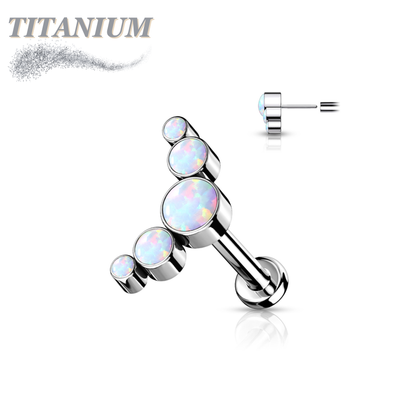 Titanium Threadless 5 Opal Curve Labret Combo