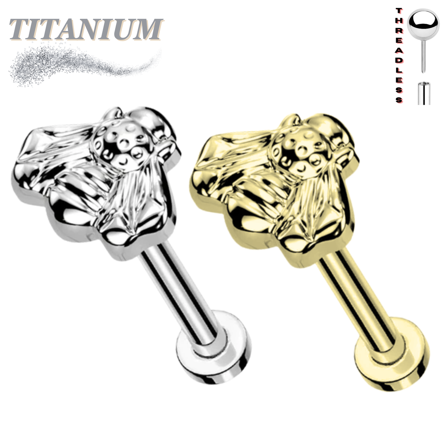 Titanium Threadless Bee Labret Combo - 4mm Base