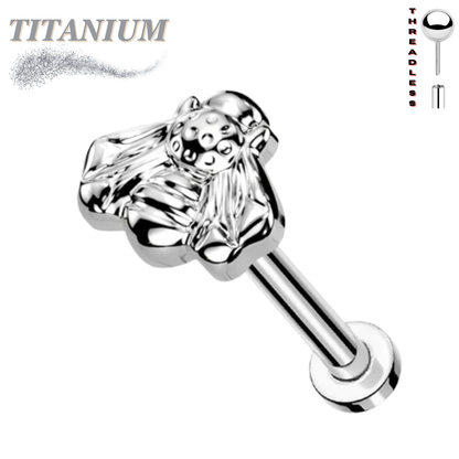 Titanium Threadless Bee Labret Combo - 4mm Base