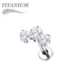 Titanium Threadless 3 CZ Blaze Set Curve Labret Combo - 4mm Base