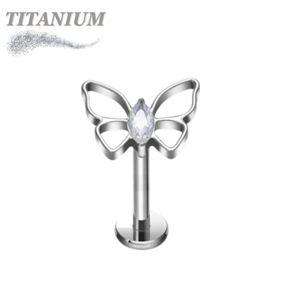 Titanium Threadless Flat Back Labret Combo with Butterfly Top