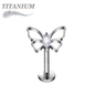 Titanium Threadless Flat Back Labret Combo with Butterfly Top