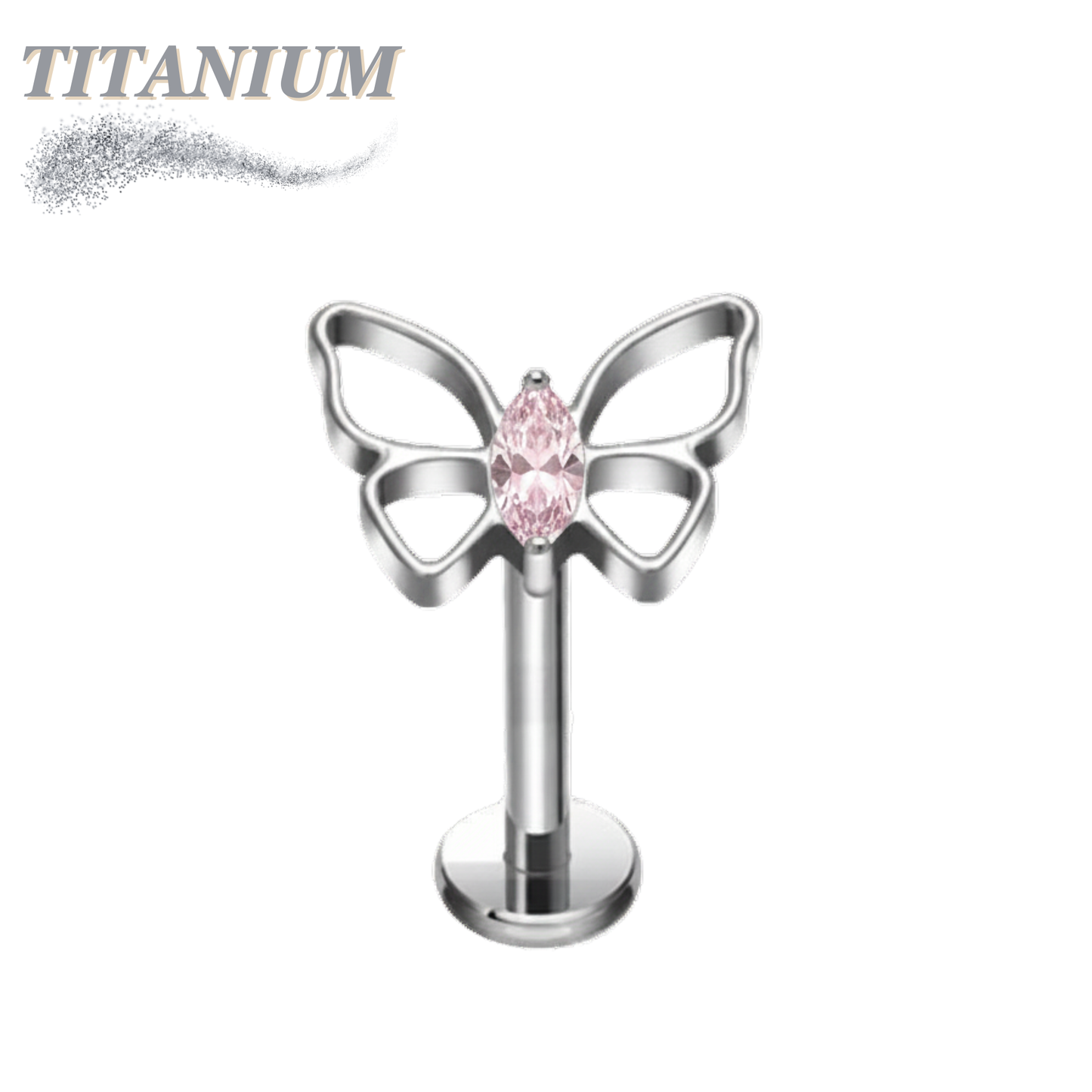 Titanium Threadless Flat Back Labret Combo with Butterfly Top