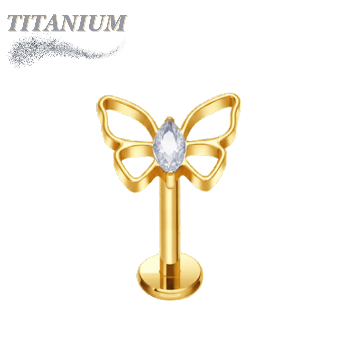 Titanium Threadless Flat Back Labret Combo with Butterfly Top