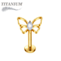 Titanium Threadless Flat Back Labret Combo with Butterfly Top