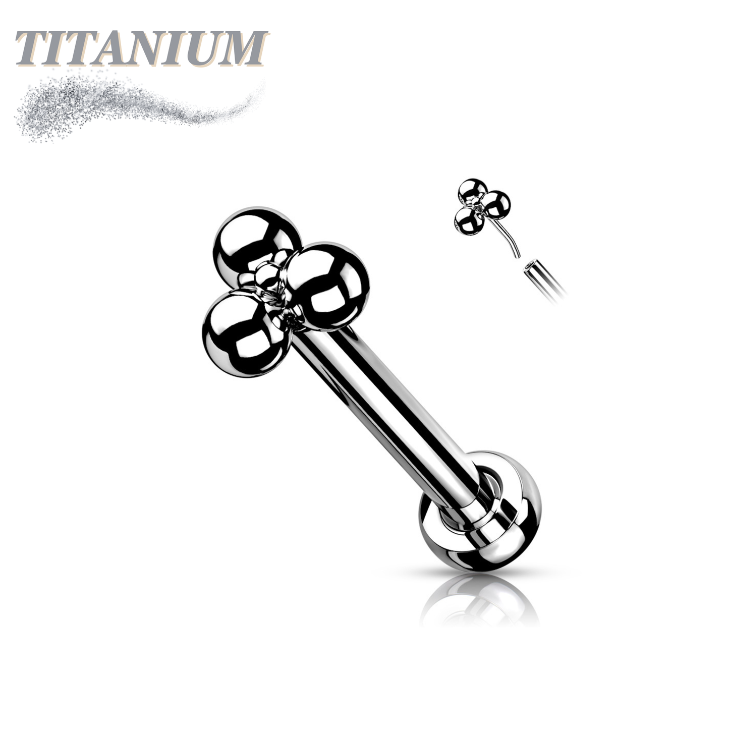 Titanium Threadless Triangular 3 Ball Cluster Labret Combo - 2.5mm Base