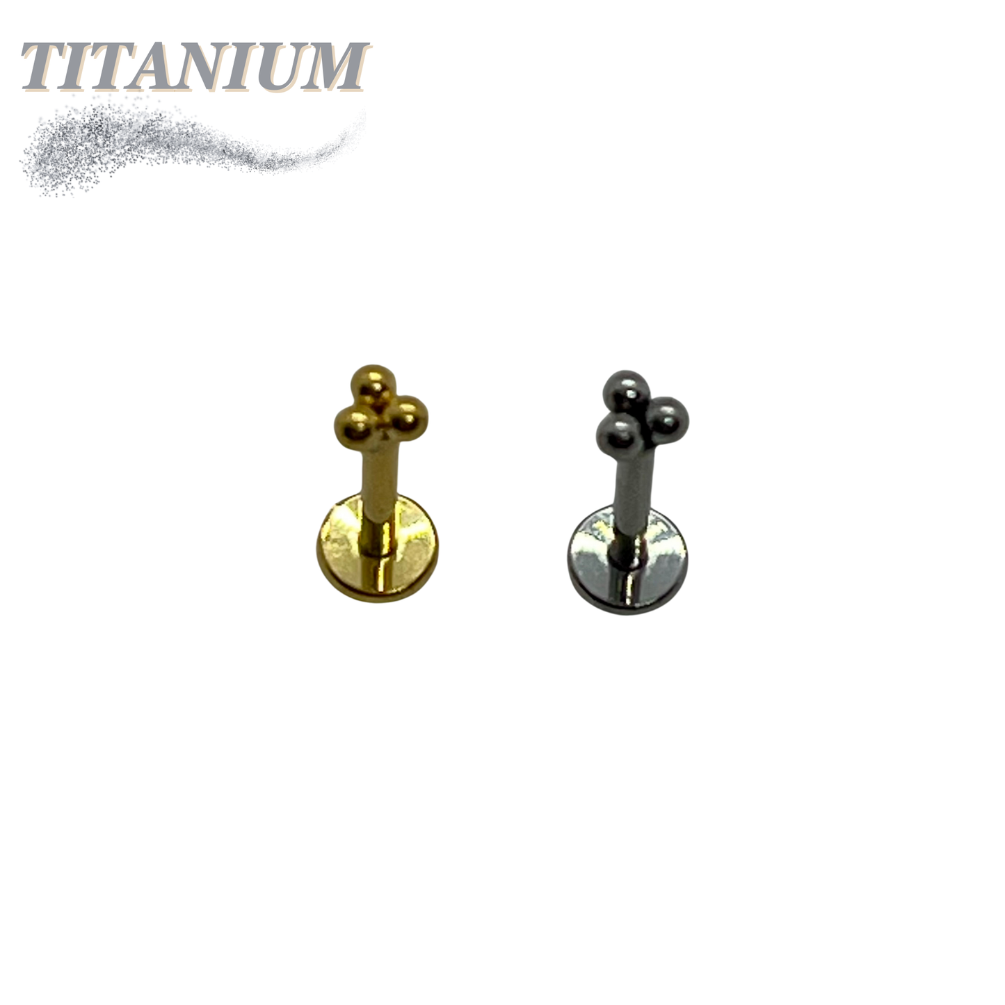 Titanium Threadless Pushpin Triangular 3 Ball Cluster Labret Combo - 4mm base